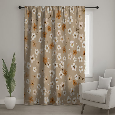 Floral Window Curtains, Nature Sheer & Blockout Curtains - 1 Panel