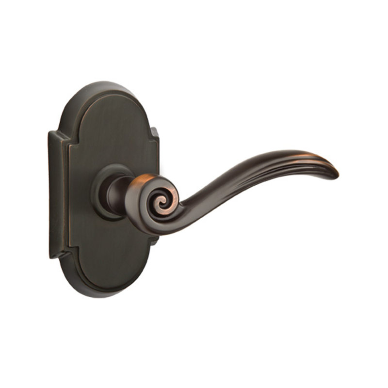 Elan Wave/Drop Privacy (Bed & Bath) Door Lever with Arch Rosette, Right, Oil Rubbed Bronze