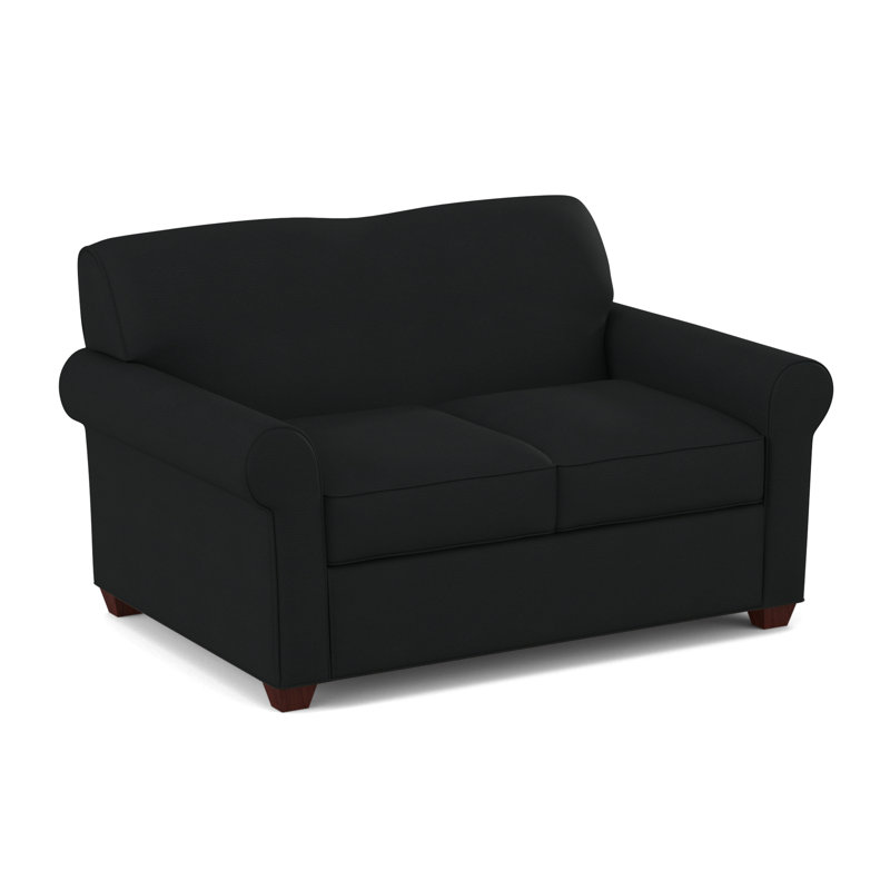 Finn 59" Rolled Arm Loveseat, Empire Mahogany, Dillon Black