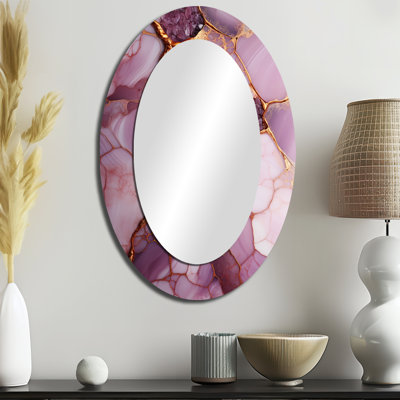 Miroir mural moderne rose et doré Marble River II