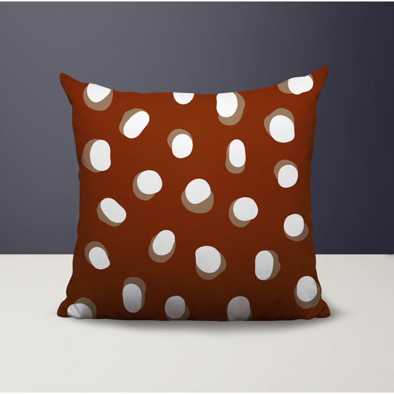 Oreiller réversible intérieur / extérieur Jayi Spots, Orange brûlé, 18 x 18