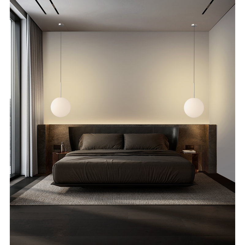 Luminaire suspendu sphère Bola, Chrome, H 26,4 po x l 16 po x P 16 po