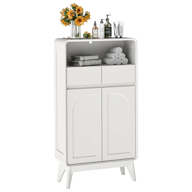 Armoire de rangement l 23,8 po avec portes et tiroirs, Blanc