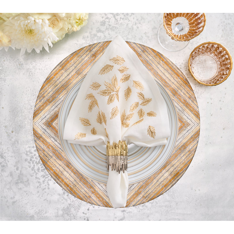 Gilded Breeze Napkin, Olive/Gold