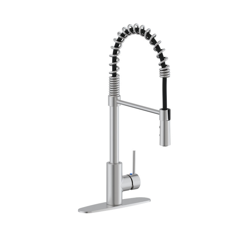 Westbrass Pull Down Spray Kitchen Faucet, Stainless Steel