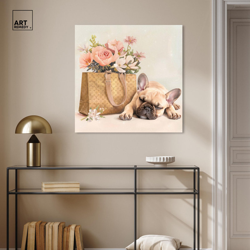 Art sur toile Sleepy Frenchie, Toile tendue, H 30 po x l 30 po x P 1,5 po