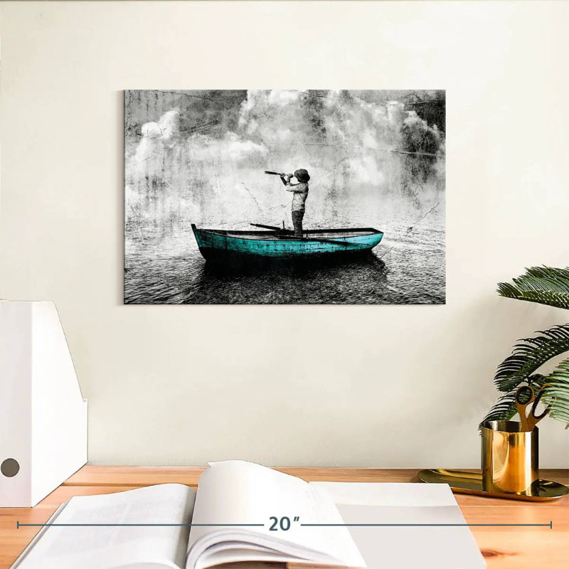 Mehar Man On Boat, 8" H x 12" W
