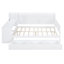 Lit de jour double en bois avec 3 tiroirs, ports USB et bureau, blanc