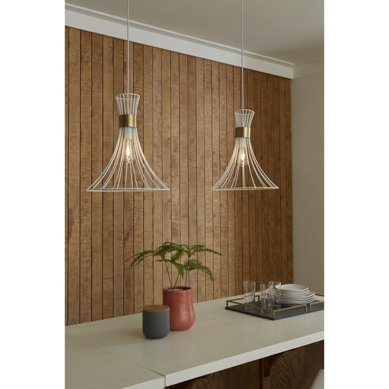 Luminaire suspendu en métal Mid-Century moderne à une lumière, Blanc satiné