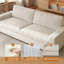 212cm Beige Teddy Fleece 2-Seater Sofa, Deep Seat Sofa with Wide Armrests for Living Room