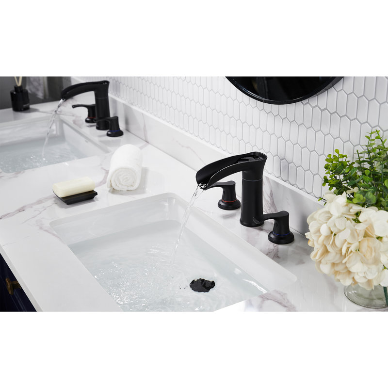 Robinet de salle de bain à large entraxe, Noir