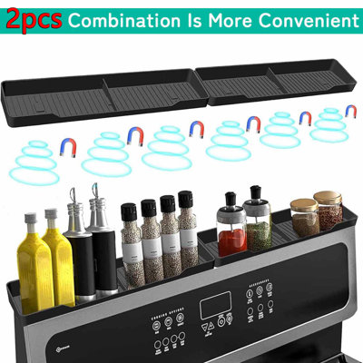 Étagère supérieure magnétique en silicone de 76 cm (30 pouces) pour four, support à épices magnétique souple, flexible et résistant à la chaleur, organisateur de cuisine pour four, lot de 2 (2 x 38 cm [2 x 15 pouces]).