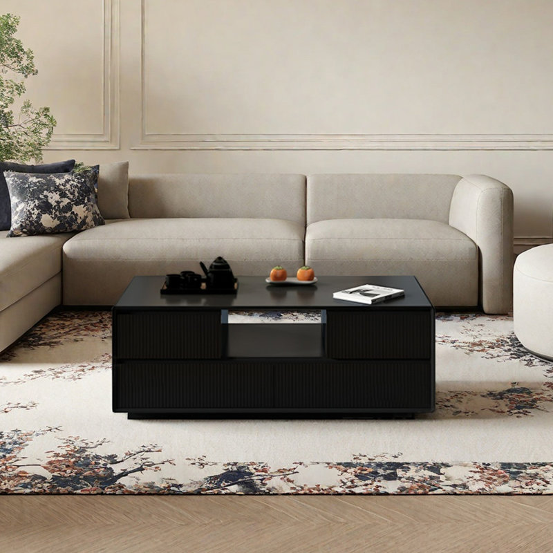 Table basse Modern, H 19,68 po x L 47,24 po x l 23,62 po, Noir