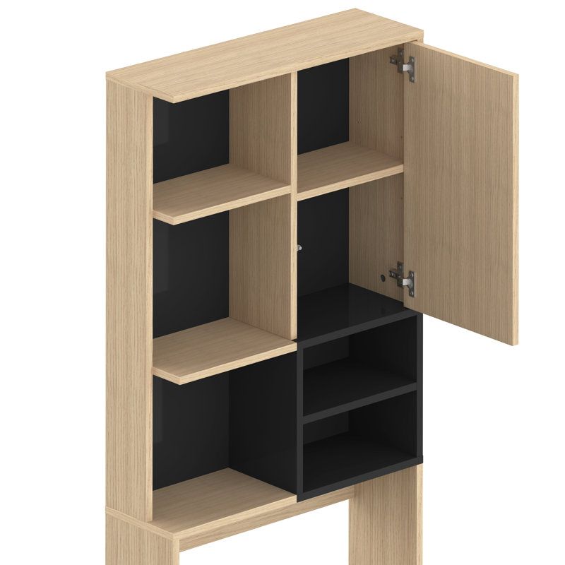 Kes Bathroom Storage, Light Oak/Black