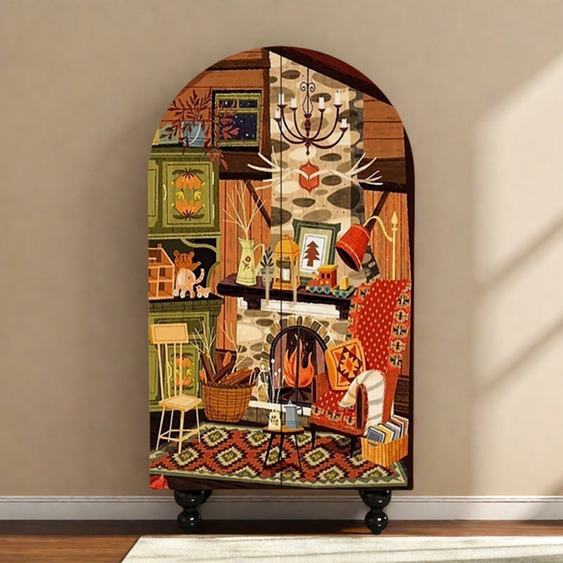 Armoire arquée avec tablettes et portes
