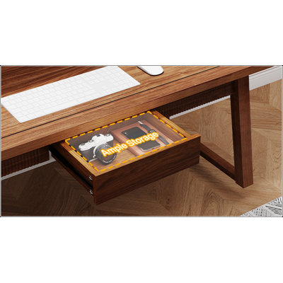 Bureau de direction de 55 po de style Mid-Century moderne avec tiroir, bureau d'écriture en bois massif pour bureau personnel, table de travail pour ordinateur portable, bureau ou espace de travail.