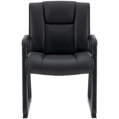 Harwick Premium Top Grain, Genuine Leather Waiting Room Chair With Sled Base