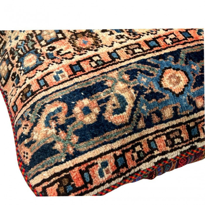 Wool Throw Pillow, Navy Blue Geometic