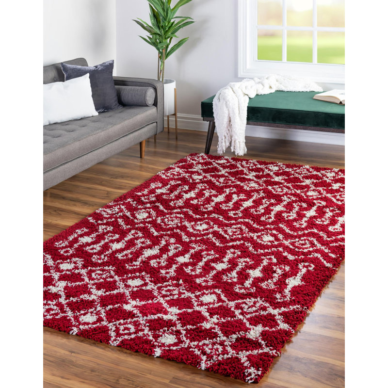 Tapis à poil long à motif treillis marocain Griego, Rectangle 4 pi 1 po x 6 pi 1 po