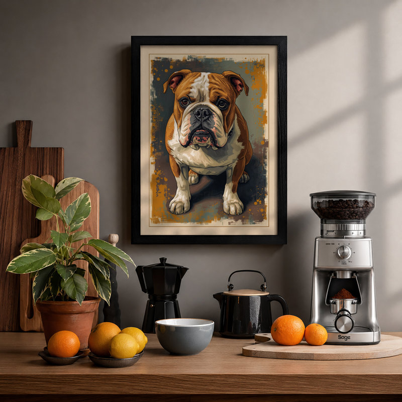 Noble Bulldog Boho - Framed Print, Black, A3 - 42.0 x 29.7 cm