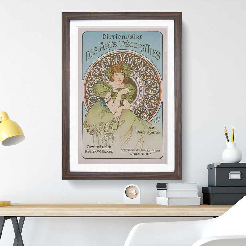 Decorative Arts by Alphonse Mucha - Picture Frame Graphic Art, Walnut Framed, 48cm H x 36cm W x 2cm D