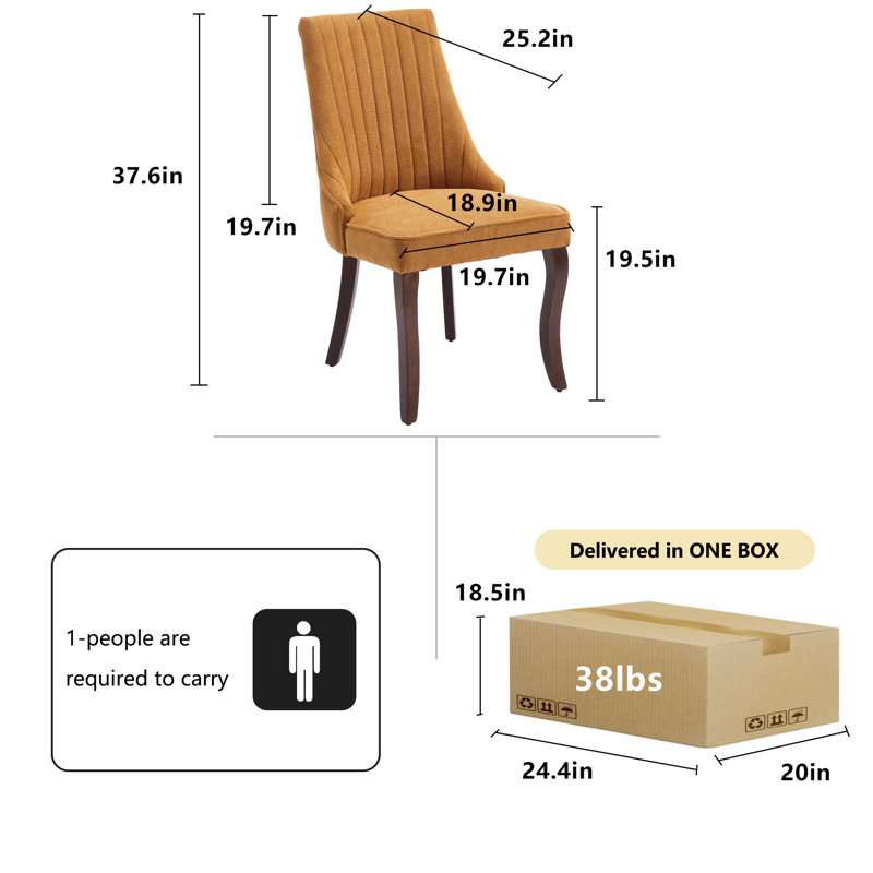 Ensemble de 2 chaises de salle à manger rembourrées en lin Modern Simplicity, Jaune