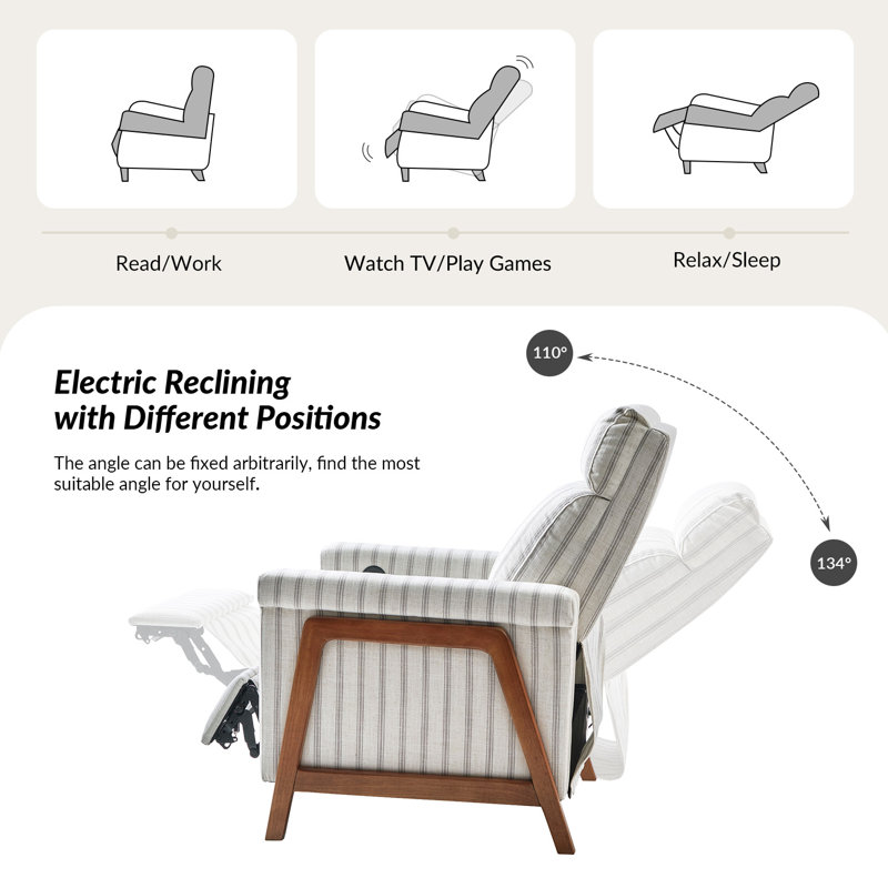 Dracut 29"W Modern Power Recliner With Type-C And USB Charging Ports Set Of 2, Brown