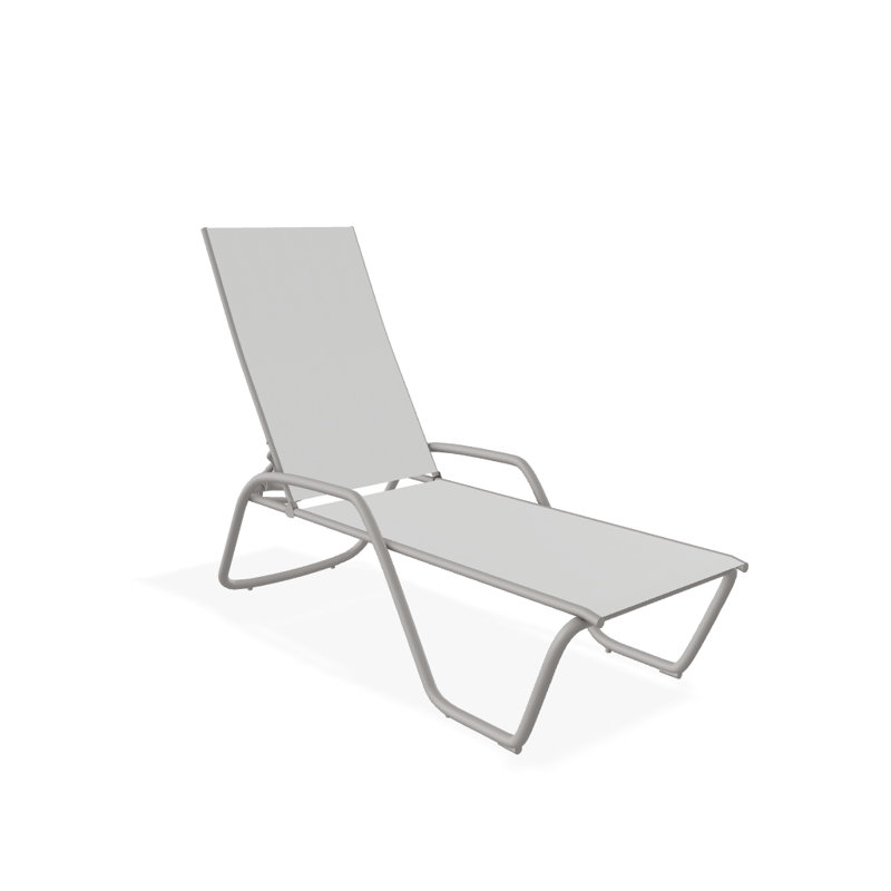 Chaise longue inclinable Gardenella, Blanc 6D Sunbrella®, Gris chaleureux texturé