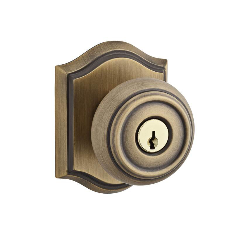 Traditional Keyed Door Knob with Traditional Arch Rose, Polished Brass, Keyed Alike, Yes