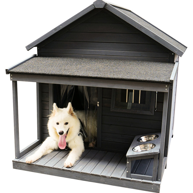 Chenil pour chien gris avec intérieur isolé