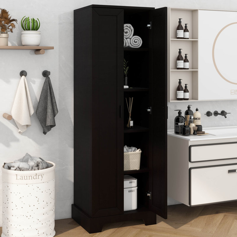 71.2" Tall Bathroom Storage Cabinet With 2 Doors, Freestanding Wooden Cabinet With Adjustable Shelf For Bathroom, Kitchen, Living Room