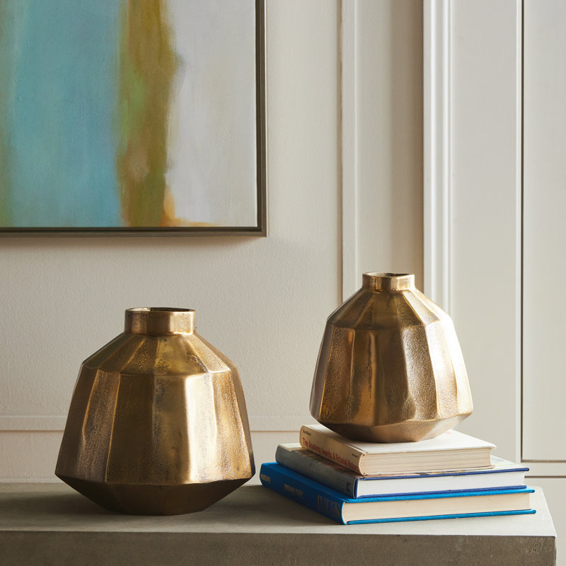 Handmade Aluminum Table Vase, 8.75" H x 8" W x 8" D