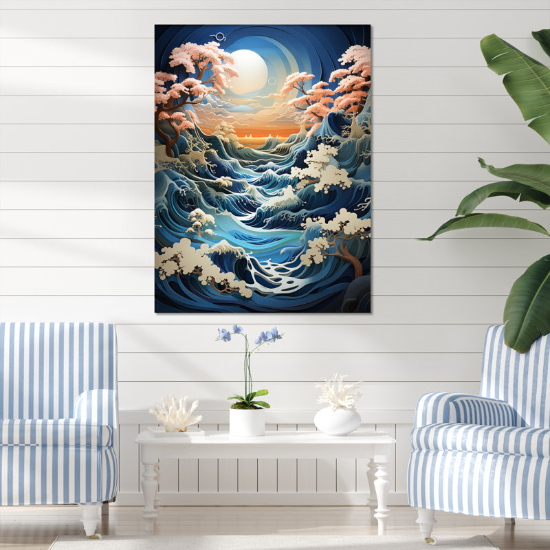 Iceberg sarcelle orange majestueux - imprimé, H 20 po x l 12 po x P 1 po, Toile tendue