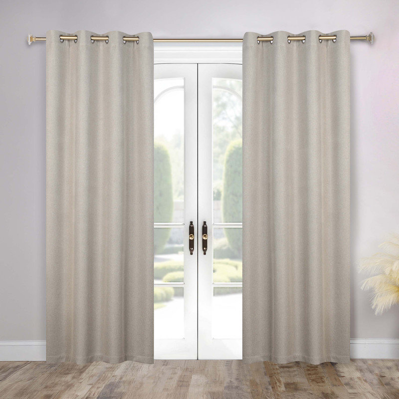 100% Solid Blackout Room Darkening Thermal Grommet Machine Washable 2-Piece Curtain Panel, 52" W x 108" L, Oatmeal Beige