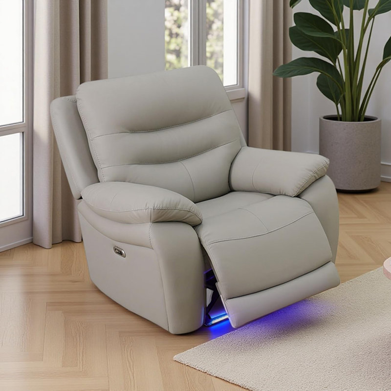 Fauteuil inclinable électrique 40 po en cuir avec éclairage DEL