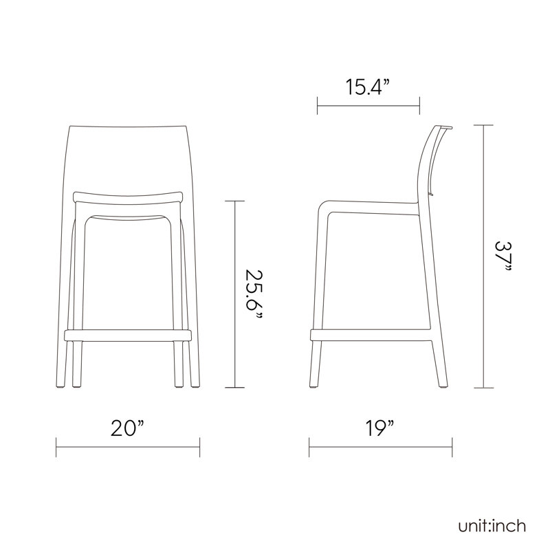 Sensilla Stackable Low Back Counter Stool, Gold