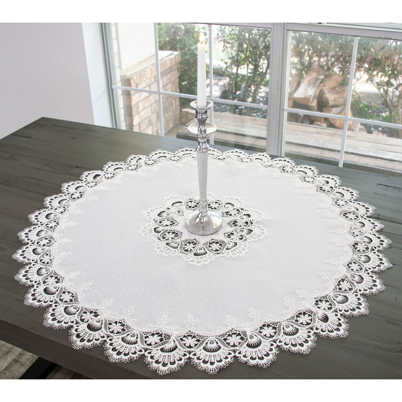 Elmwood White European Lace Antique Lace Table Topper (33" Round)