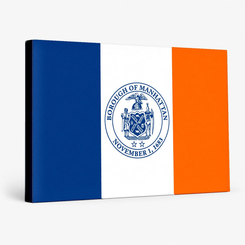 «Manhattan City Flag - Borough of Manhattan NYC», art mural sur toile, H 20 po x l 30 po