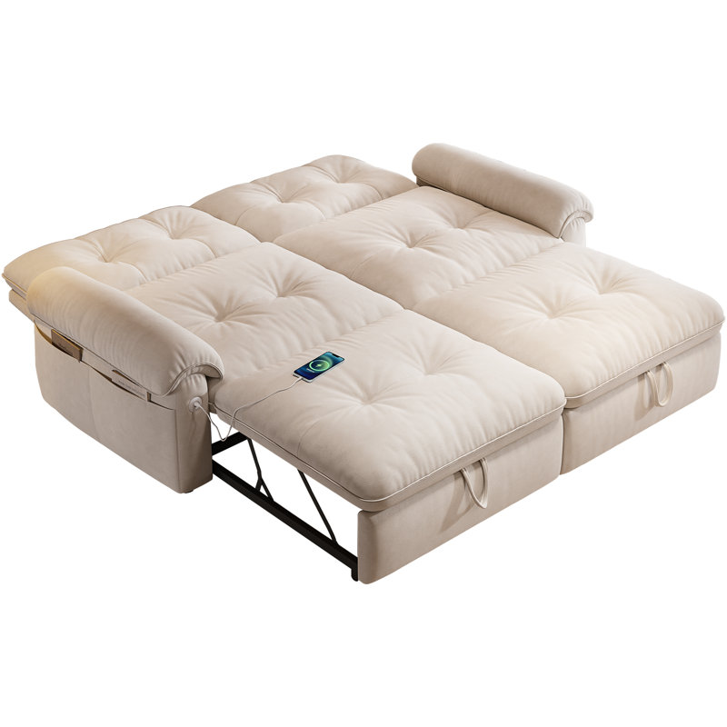 Canapé-lit convertible en velours multifonctionnel, Beige