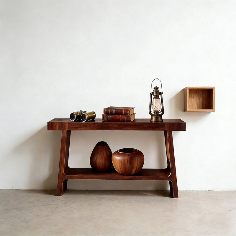 Console rétro en bois massif multifonctionnel, 29,53 po H x 39,37 po L x 13,78 po P, Brun-roux