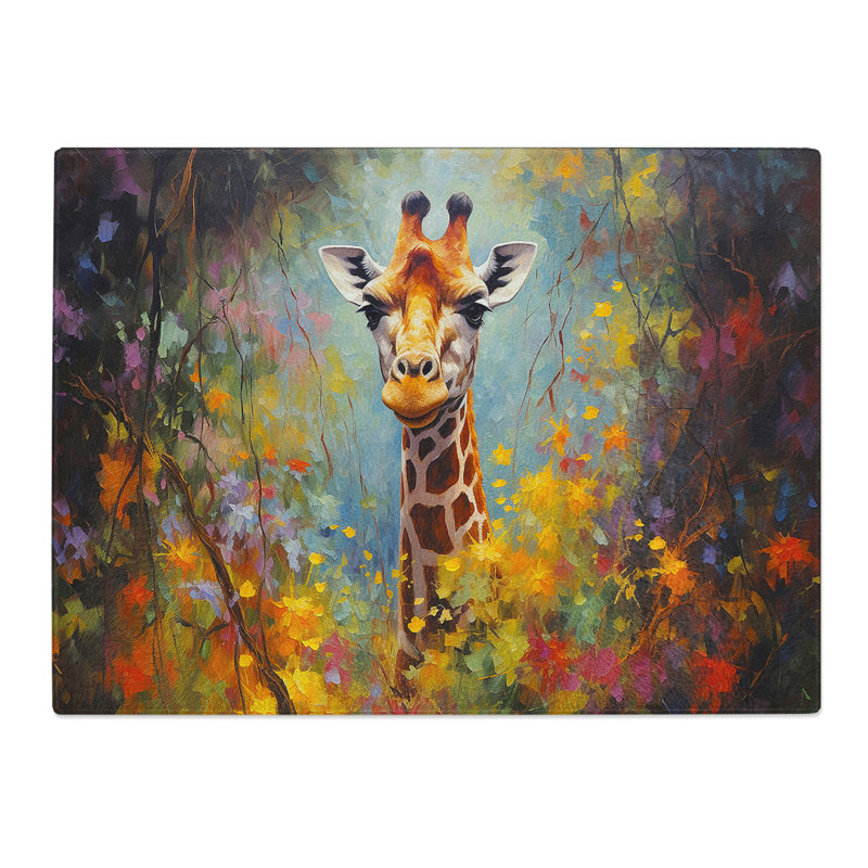 Giraffe Impressionism No.2  Glass Chopping Board