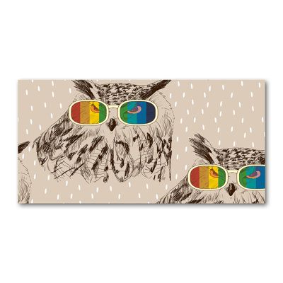 Owls In Glasses - Wrapped Canvas Print
