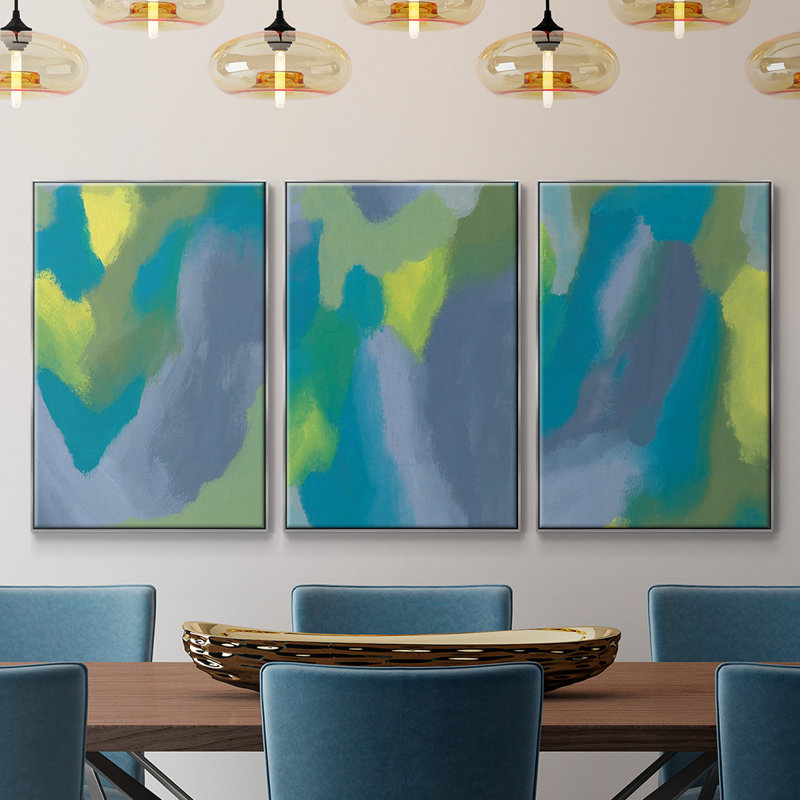 "Lost In Memories I", reproduction sur toile 3 pièces, H 27 po x l 54 po x P 2 po, Argent