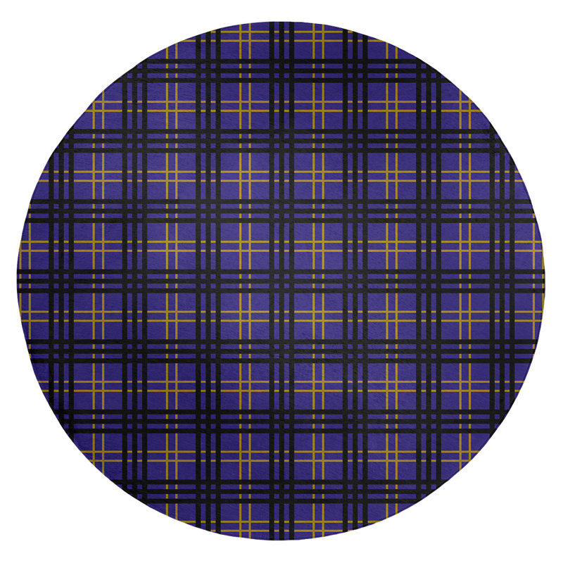 Tapis à carreaux mauve, Rond 5 pi