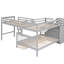 Lit superposé simple au-dessus d'un lit double gris avec 3 tiroirs. Cadre en bois massif. Options de rangement supplémentaires. Garde-corps. 118,3 L x 96,8 l 61,2 H. Assemblage requis tiroirs et escalier. Structure. Espace. Garde-corps pour.-835996419-835996417