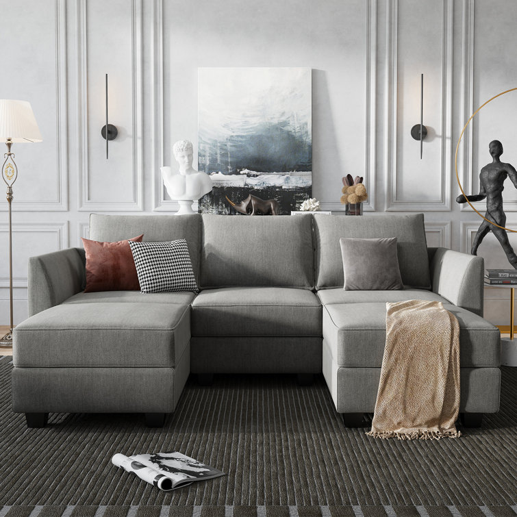 Manusite Modular Reversible Sectional Sofa Upholstered Sofa Couch with Chaise