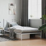 Bralon vidaXL Metal Bed Frame with Headboard & Slats, No Mattress, Easy Assembly