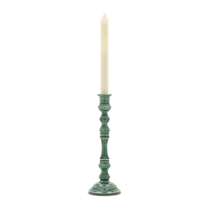 Metal Taper Candle Holder, Green