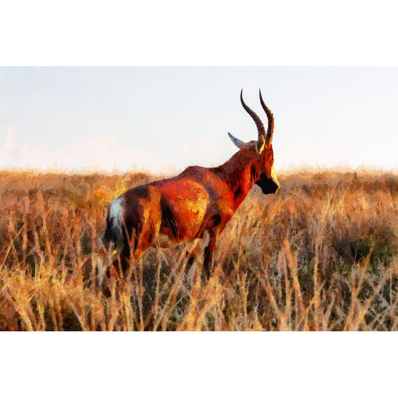 Painted Antelope In Field - Wrapped Canvas Art Prints, 20cm H x 30cm W x 3.8cm D