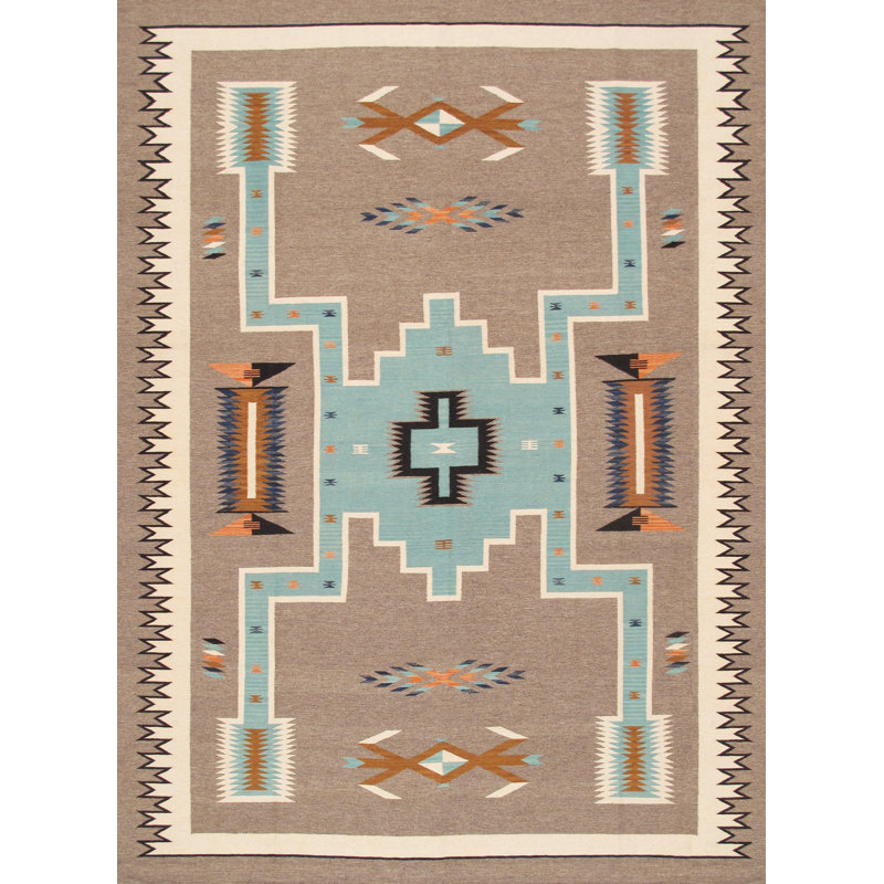 Tapis en laine tissé à plat rectangulaire Tuscany